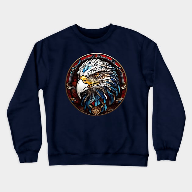 Eagle Portrait in Stained Glass Crewneck Sweatshirt by likbatonboot